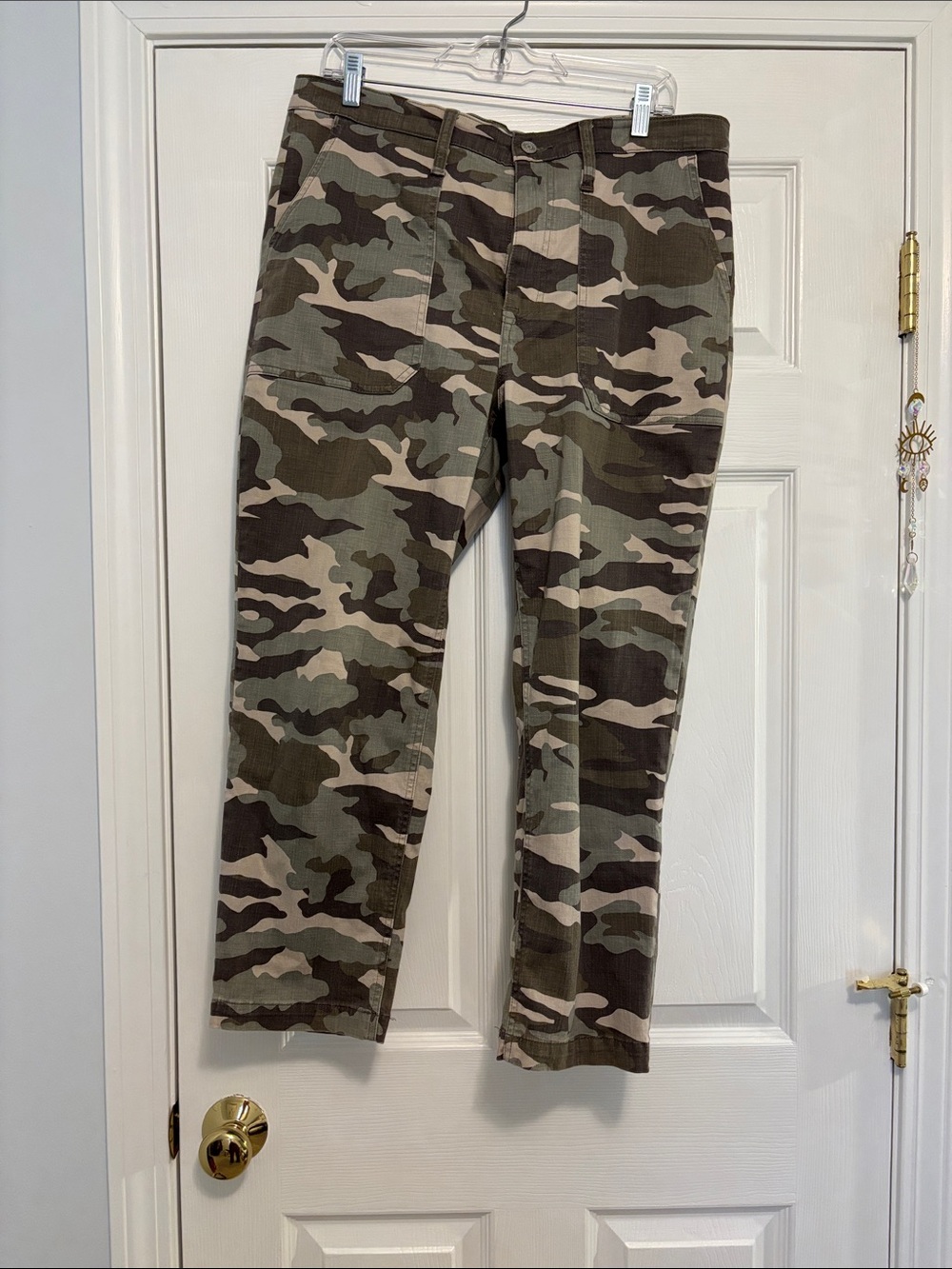 J. Crew Women's Cropped Camo Utility Pants - Olive Green & Tan